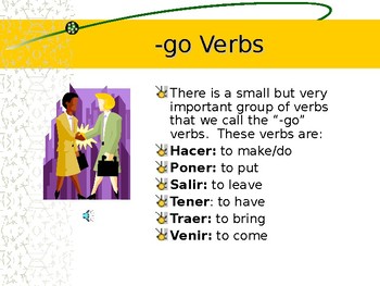 Go Verbs Present Tense Verbs Ending In Go In Spanish By K Eskola