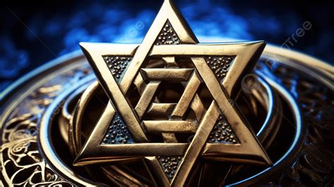Golden Star Of David In An Ornament Background Pictures Of Jewish
