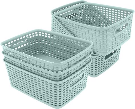 Gondol 6 Pack Plastic Storage Baskets Tidy Organiser For Office