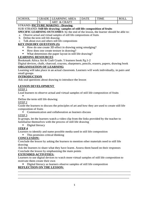 Grade 5 Art And Craft Lesson Plans Term 1 2 And 3 Bookmark Africa