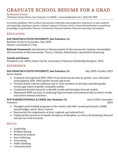 Graduate Program Resume Tips