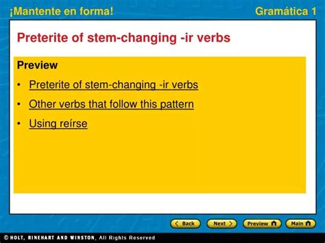Gram Tica 1 The Preterite Of Stem Changing Ir Verbs Ppt Descargar