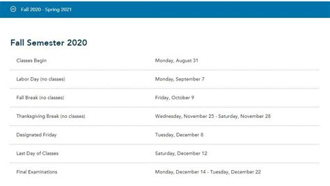 GW Academic Calendar Dates