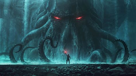H P Lovecraft Man Sea Monster Hd Cthulhu Wallpapers Hd Wallpapers