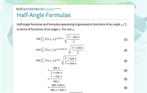 Half Angle Trig Identities Formulas With Examples
