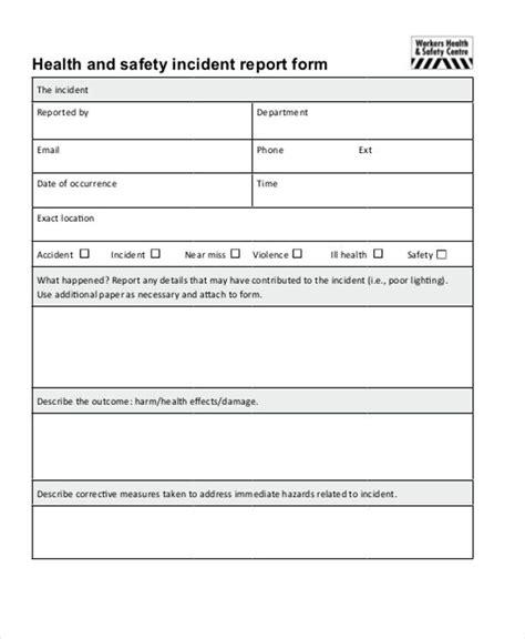 Health And Safety Incident Report Form Template Atlanticcityaquarium Com