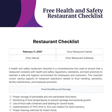 Health Safety Asset Program For Restaurants