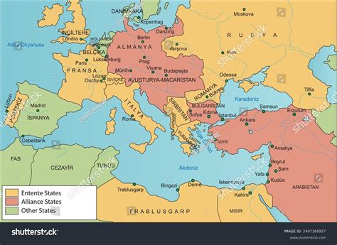 History Map Before World War 1 Stock Vector Royalty Free 2407166957