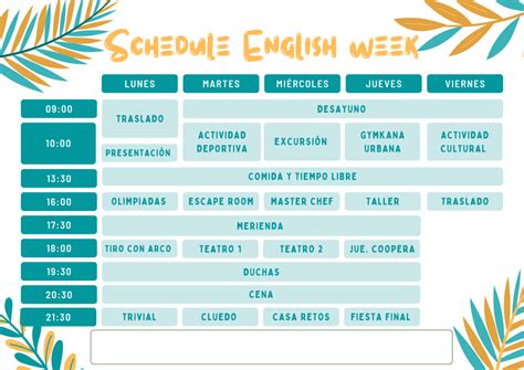 Horario in English Translation