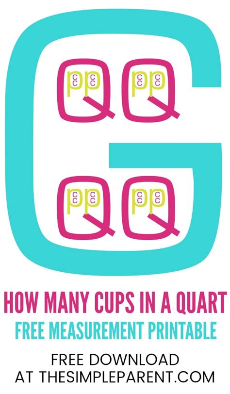 How Many Cups In A Quart Free Printable Chart For Your Kids Teaching