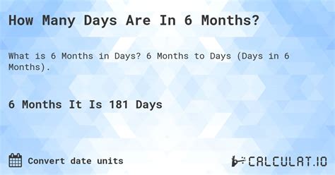 Days in Six Months