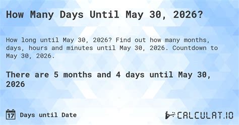 How Many Days Until May 11 2026 David Shirlow