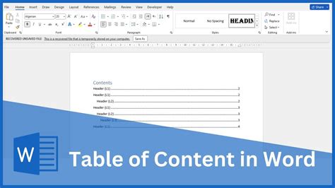 5 Ways Add Table Contents