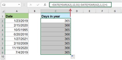 How To Calculate Number Of Days In A Month Or A Year In Excel
