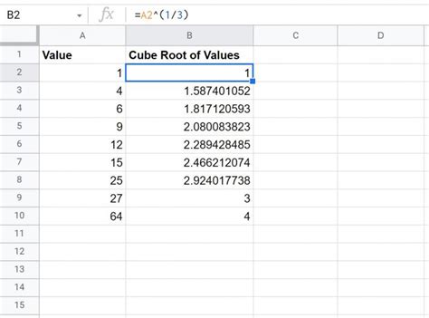 How To Calculate Square Root Cube Root In Google Sheets Statology