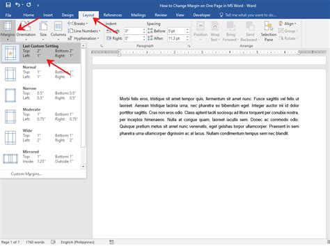 How To Change Margin On One Page In Ms Word Officebeginner