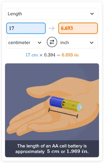 How To Convert 17 Cm To Inches