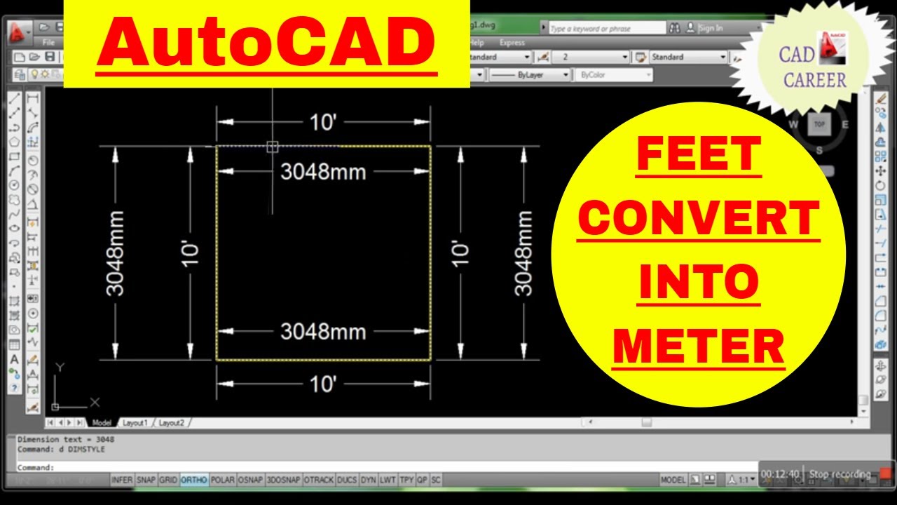 How To Convert Autocad Feet Inches Drawing To Meter Using Scale Command