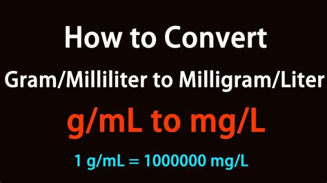How To Convert Gram Milliliter To Milligram Liter Youtube