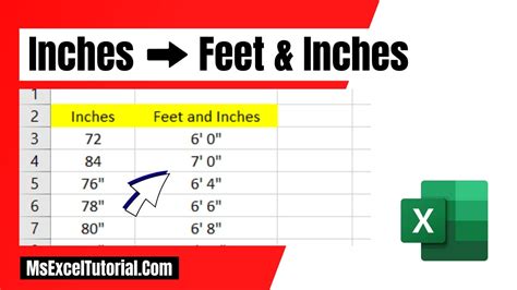 How To Convert Inches To Feet And Inches In Excel Youtube
