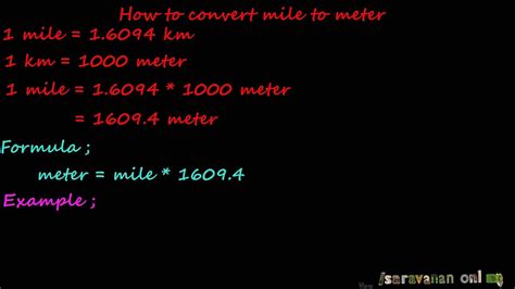 How To Convert Mile To Meter Length And Distance Converter Youtube