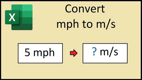 How To Convert Mph To M S In Excel Youtube