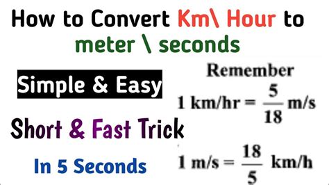 How To Covert Km H To M S Conversion Of Meter Per Second To