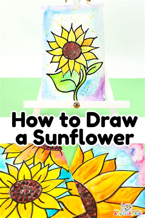 How To Draw A Sunflower 2 Easy Step By Step For Kids Beginners