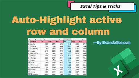 How To Highlight Active Row And Column In Excel