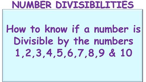How To Know Numbers That Can Be Divided By 1 2 3 4 5 6 7 8 9 10 Without