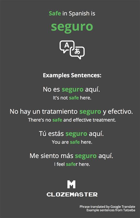 How To Say Safe In Spanish Clozemaster