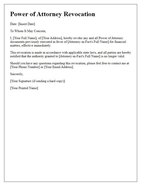 How To Write A Letter To Revoke Power Of Attorney