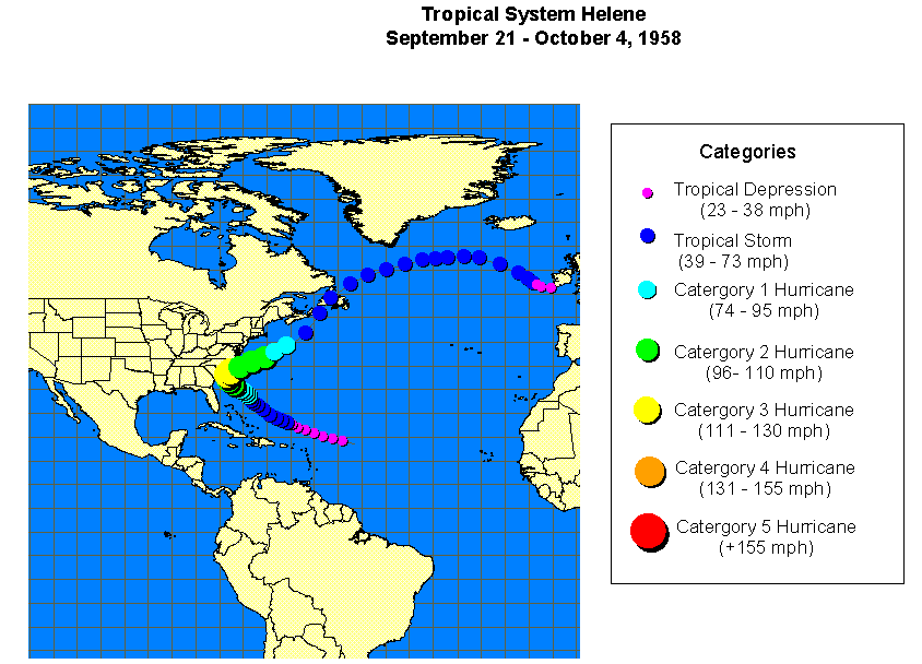 Hurricane Helene 1958 Storm Details