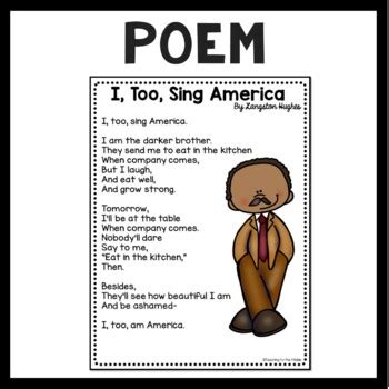 I Too Sing America By Langston Hughes Poem Reading Comprehension