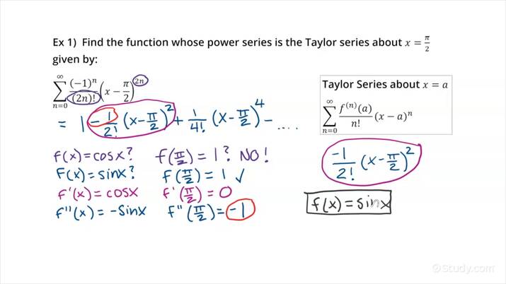 Identifying A Power Series As A Taylor Series For A Function F Centered