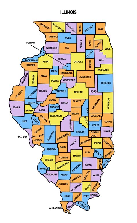 5 Illinois County Maps