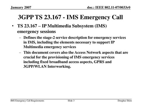 Ims Emergency Call Requirements Emergency Call Number Support Ppt