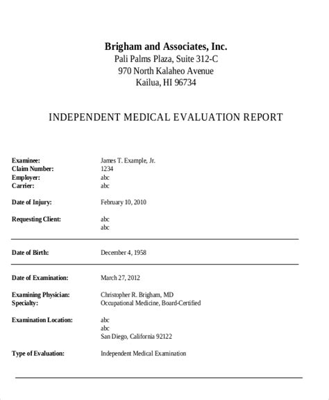 Independent Medical Evaluation