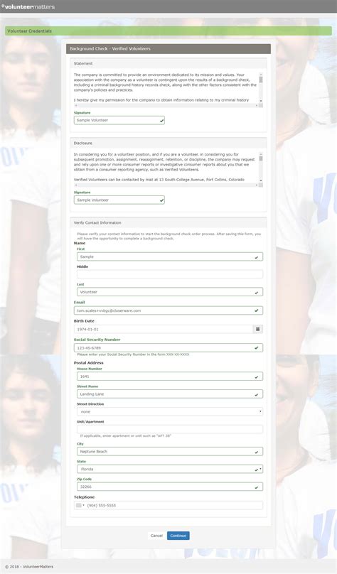 Integrated Background Check User Experience Sterling Volunteers