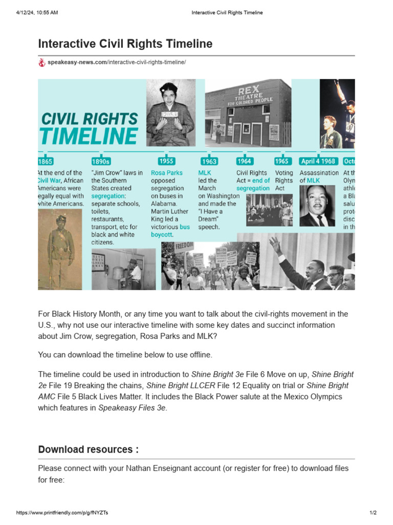 Interactive Civil Rights Timeline Speakeasy News