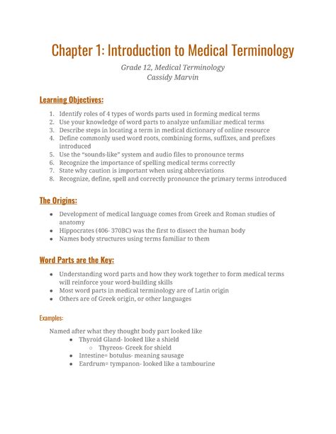 Introduction To Medical Terminology