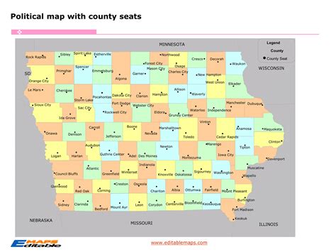 Iowa County Map Editable Powerpoint Maps