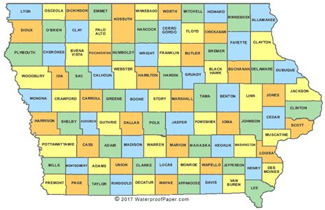 Iowa County Map Printable State Map With County Lines Free