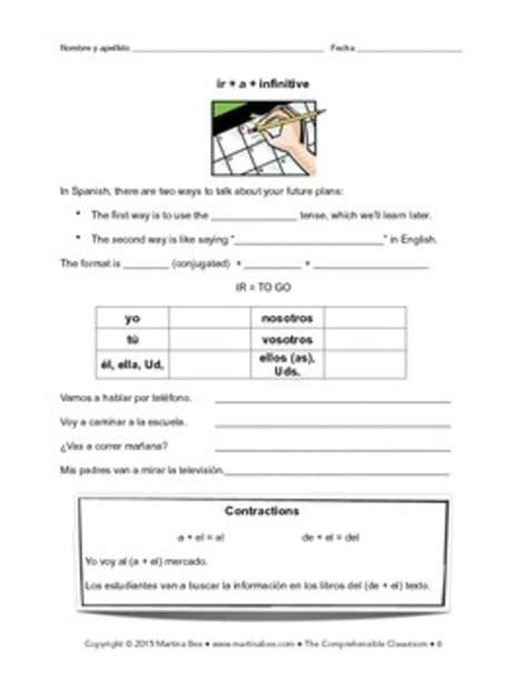 Ir A Infinitive Notes In Spanish With Reading And Activity Tpt