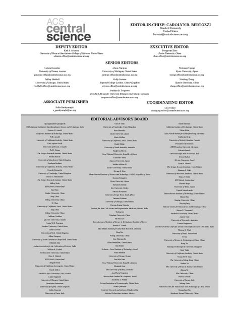 Issue Editorial Masthead Acs Central Science