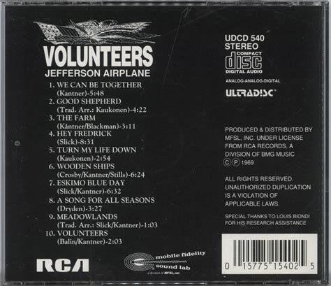 Jefferson Airplane Cd Volunteers Culture Factory