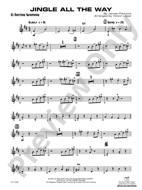 Jingle All The Way E Flat Baritone Saxophone By James Pierpont Jazz
