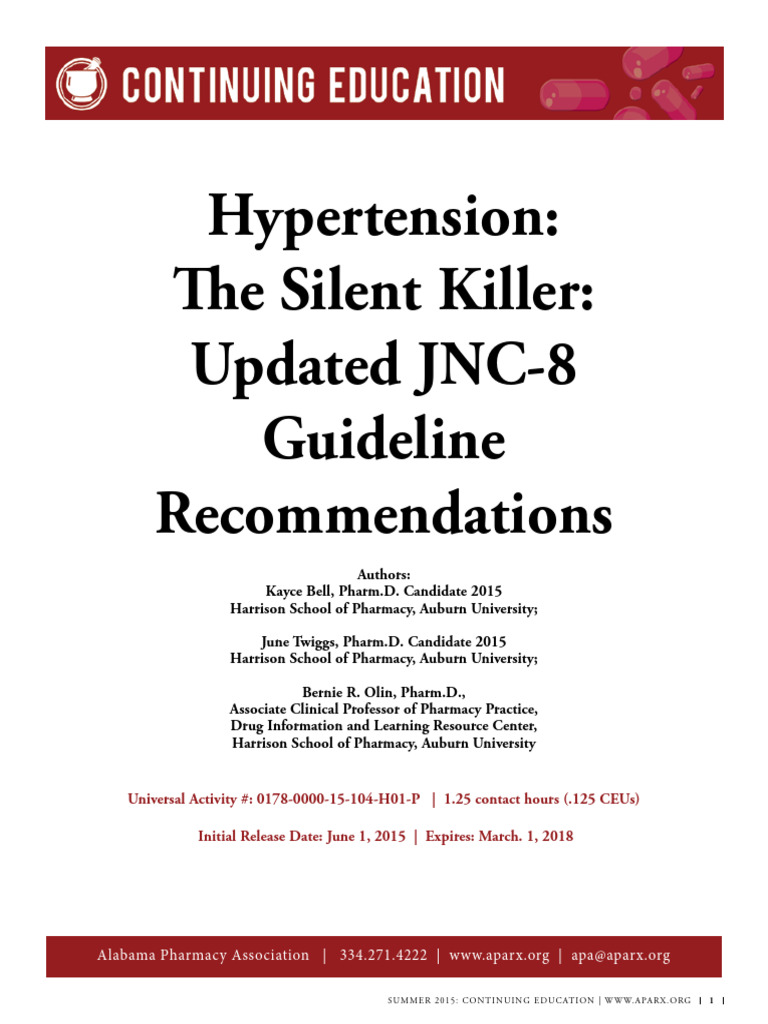 Jnc 8 Guidelines Hypertension