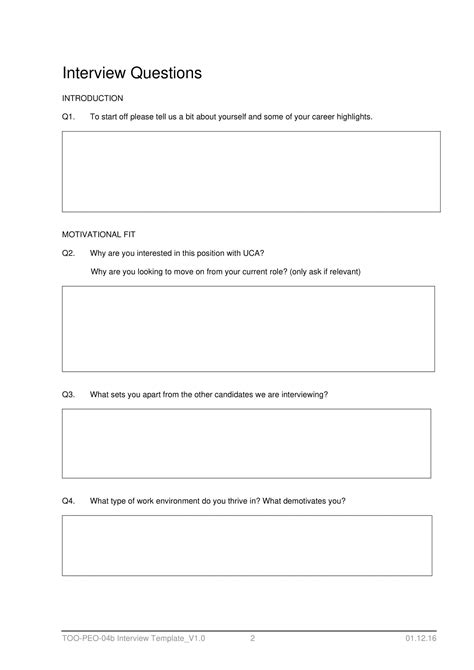 Job Interview Questions To Ask Forms And Templates Fillable