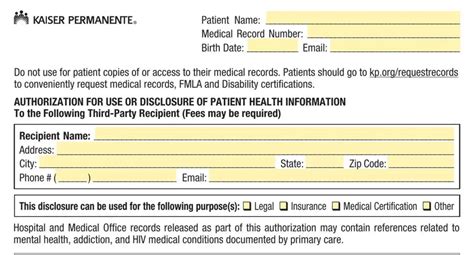 Kaiser Medical Records Authorization